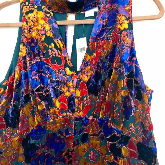 anthropologie blue velvet jumpsuit
